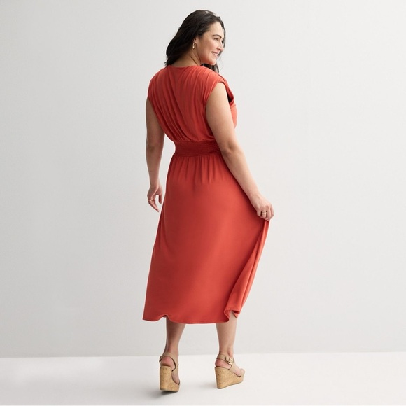 Nine West  Coral cinched waist Midaxy Dress size 2xl - Picture 2 of 4